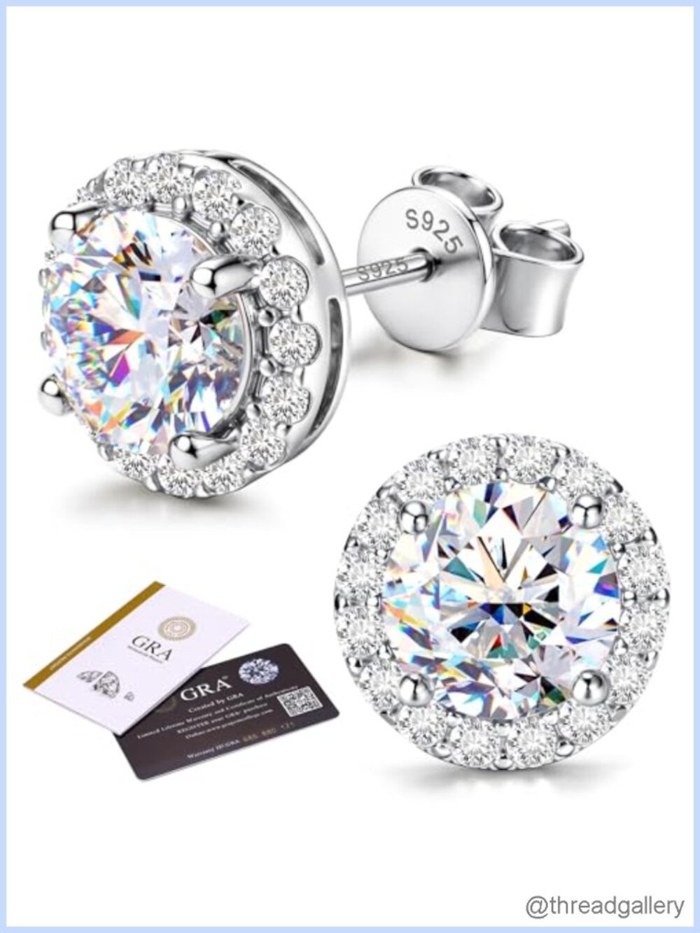 Moissanite Halo Stud Earrings 925 Sterling Silver Prong Set 0.5ct